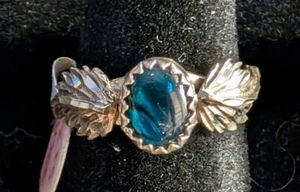 Vintage Navajo Paua Shell Ring Sterling Silver with Side Leafs sizes 5.5, 7.5 - Picture 1 of 5