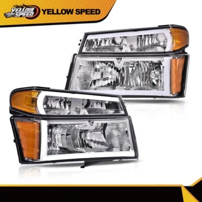 Fit For 04-12 Chevy Colorado GMC Canyon Chrome LED DRL Headlights Headlamps Pair - Image 1 of 4