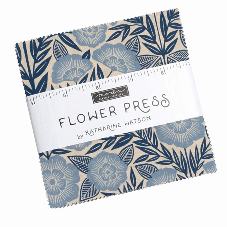 Charm Pack "Flower Press"  Blumen Patchwork Stoff Moda, 42 Scraps à 12,7cm - Bild 1 von 3