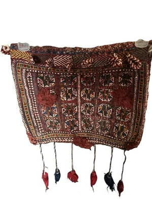 Antigua bolsa de lana tejida tribal hecha a mano 1900 (Korbin) Foto 1 de 3