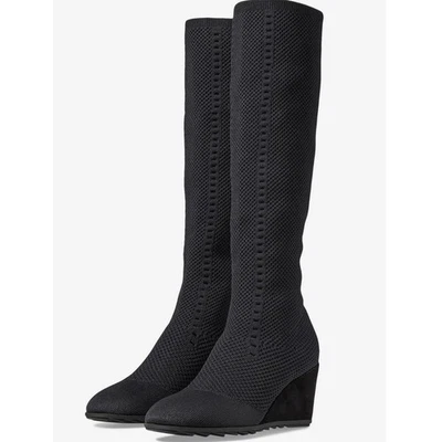 Eileen Fisher Kasana Tall Stretchy Knit Upper Wedge Boots Sz 8.5 - Image 1 of 4