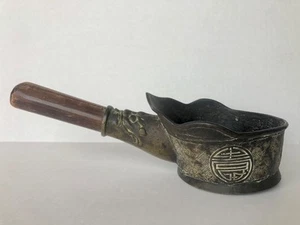 ANTIGUO vintage o antiguo CHINO bronce dragón HIERRO DE SEDA mango de bambú bonita pátina - Imagen 1 de 8