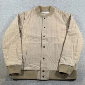 Criquet Quilted Bomber Jacket Large Beige Long Sleeve Snap Shacket Western Adult - Picture 1 of 19