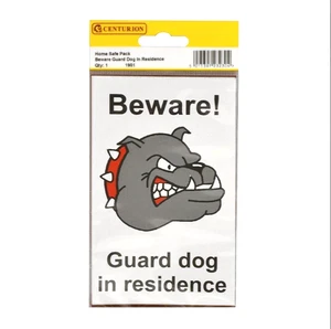 2 Warning Signs Vinyl Sticker and Inside Window Sticker Beware Dog 150mm x 95mm - Picture 1 of 1