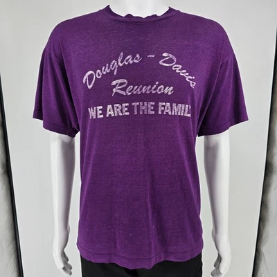 Distressed 1990s Douglas-Davis 1993 Family Reunion Purple T-Shirt (XL) - Image 1 of 4