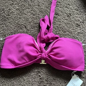 BNWT M&S Ladies Size 14 Fuchsia UPF 50+ Halter Neck Bikini Top Removable Pads - Picture 1 of 11