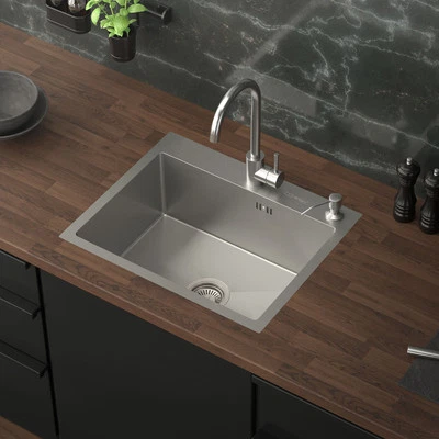 ML DESIGN MODERN LIV Lavello in acciaio inox lavabo da incasso cucina con dispenser sapone 55 x 45 cm