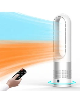 2-in-1 Bladeless Tower Fan & Space Heater, Remote Control, 8 Speeds & 3 Heat - Picture 1 of 7