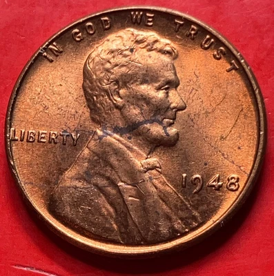 1948-P Lincoln Wheat Cent Penny GEM RB BU From an Original Bank Roll - Image 1 of 4