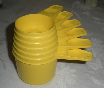 Vintage Tupperware Stackable Measuring Cups Set of 6 Yellow - Image 1 of 4