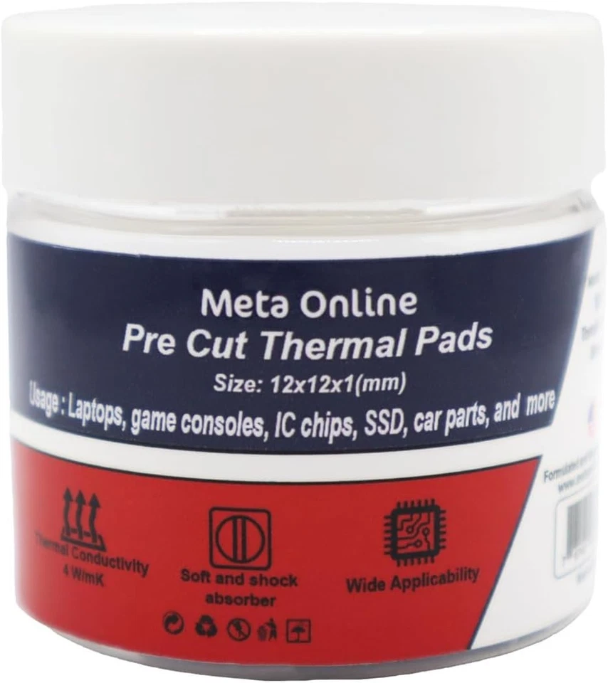 100pcs Thermal Pads 12x12x1mm Pre-Cut Silicone – PS5 GPU RAM IC Cooling Heatsink - Image 1 of 4