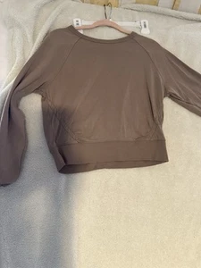 Athleta Damen braun gerafftes Langarmshirt mit gerafftem Rücken Gr. SM - Bild 1 von 12