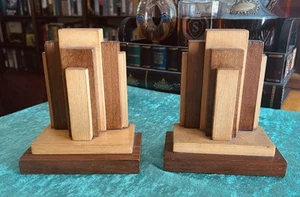 Vintage Mid Century Modern Holz Buchstützen Art Deco Feel - Bild 1 von 4