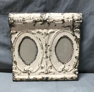 Винтажная декоративная потертая двойная овальная потолочная жестяная рамка для картин 4x6 старая 1685-25B - Изображение 1 из 4