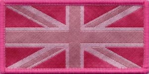 Union Jack UK Flagge Abzeichen Aufnäher Rosa Töne 9,8 x 4,9 cm - Bild 1 von 1