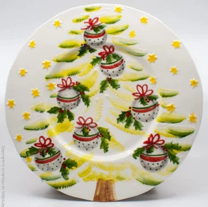 Piatto in ceramica alpina piatto da portata albero di Natale con sfere 33 cm - Foto 1 di 1