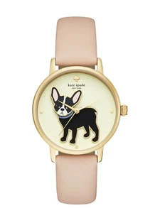 Kate Spade vergoldete Metro Grand Antoine Pink Vachetta Leder Uhr KSW1345 - Bild 1 von 3