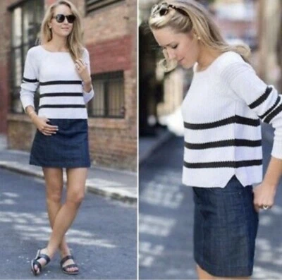 Saia lápis jeans J.CREW botões de lavagem escura bolsos de ventilação traseira azul tamanho 6 #94850 - Imagem 1 de 4