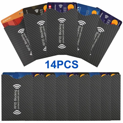14x Funda Bloqueo RFID Protector de Tarjeta de Crédito Antirrobo Protector de Seguridad Soportes Foto 1 de 4