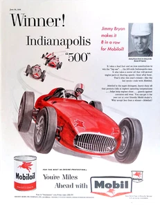 Mobil Oil 1958 Print Ad Jimmy Bryan Winning Oil of Indianapolis 500 11x14 - Bild 1 von 4