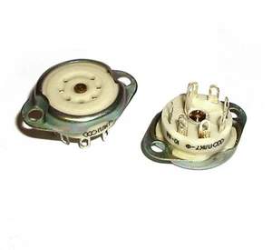 6pcs 7-pin Ceramic Tube Socket Silver Plated 6AU6 EF95 6C4 6X4 6066 6AQ5 6C4P - Picture 1 of 3