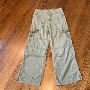 American Eagle Pants Womens 6 Green Baggy Wide Leg Cargo Stretch Utility Pocket - Picture 1 of 12