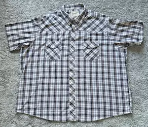 Camicia Wrangler uomo 3XL quadri perle snap moda western manica corta bottoni su - Foto 1 di 18