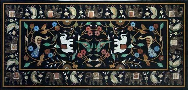 48" x 24" Marble Pietra Dura Inlay Work Dining / center Table Top - Image 1 of 1