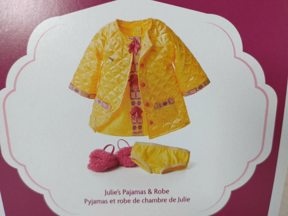American Girl Julie's Pajamas Pj's Slippers F6330 Ship USA