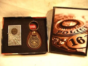 POLICE OFFICER Key Ring/ Gas Lighter Gift Set-Patriotic Theme- New in Box - Picture 1 of 10