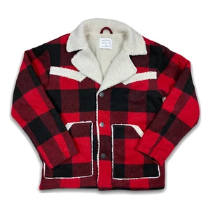 Urban Outfitters Buffalo Check Sherpa Jacket Small Lumberjack Chore Unisex - Picture 1 of 7