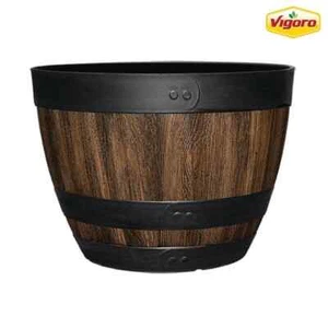 Resin Walnut Barrel Planter Indoor Outdoor Large Flower Plant Pot Garden SIZES - Picture 1 of 5