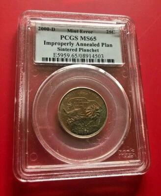 2000 D MINT ERROR 25 CENTS SOUTH CAROLINA PCGS MS 65 IMROPERLY ANNEALED PLAN SIN - Image 1 of 2