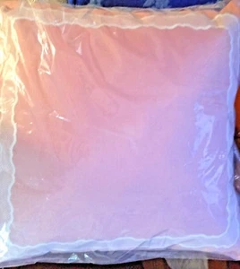 SFERRA Decorative Pillow SAMONA Pink Linen White Embroidery 22x22 NEW 10570 - Picture 1 of 8