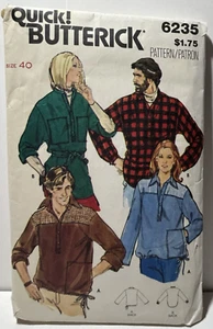 CAMISA TOP UNISEX AÑOS 70 PATRÓN BUTTERICK 6235 2 Estilos Talla 40 Corte/Completo - Imagen 1 de 12