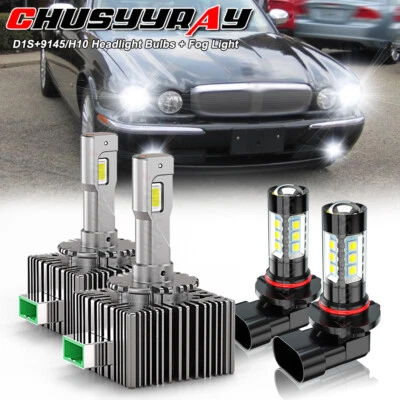 Faros LED altos/bajos + faros antiniebla 4 piezas para Jaguar Vanden Plas 2004 2005 2006 Foto 1 de 4