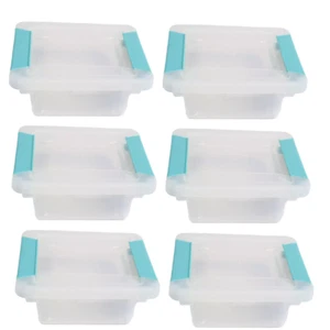 Sterilite Mini Clip Box Clear with Blue Aquarium Latches 6-Pack 1969 - Picture 1 of 5