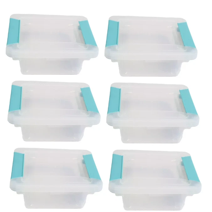 Sterilite Mini Clip Box Clear with Blue Aquarium Latches 6-Pack 1969 - Image 1 of 4