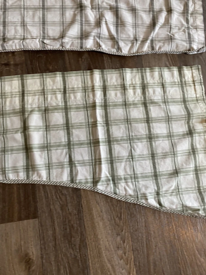 "5 cenefas de ventana Waverly a cuadros blanco verde varilla bolsillo 13 X 28"" 13 X 59"" algodón" Foto 1 de 4