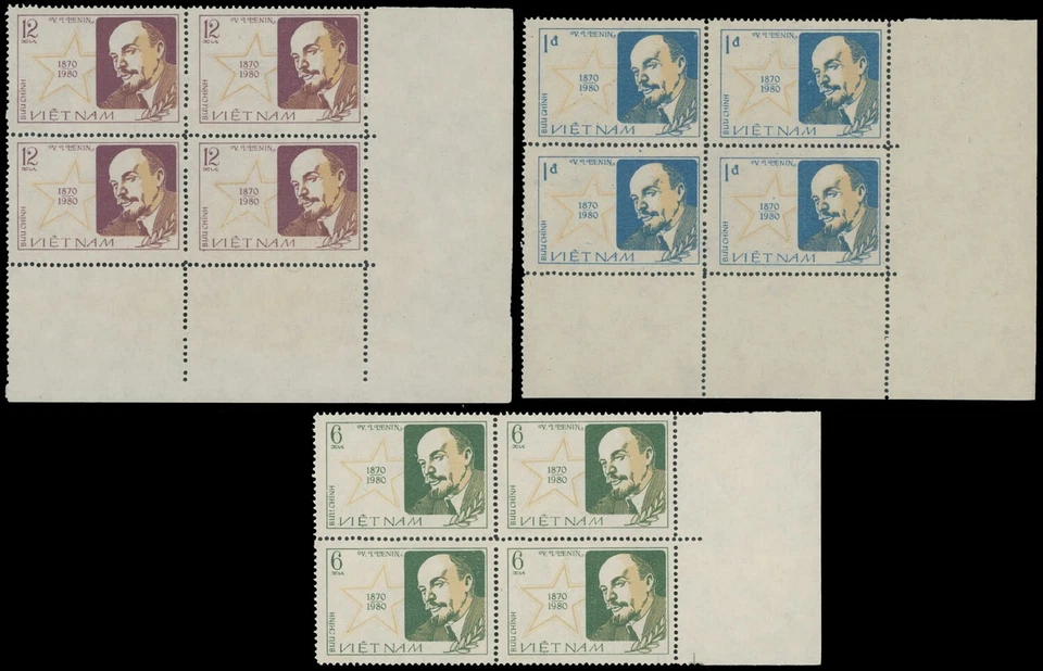 1980, Vietnam, Lenin, 110 aniversario de nacimiento, bloques de 4, MNH, SCOTT #1049-51 Foto 1 de 1