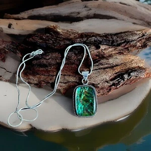 Opalite Pendant Necklace - Sterling Silver plated 925-brand New - Picture 1 of 3
