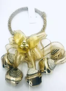 Christmas Golden Jingle Bells Doorknob Hanger Decoration Ribbons - Picture 1 of 3