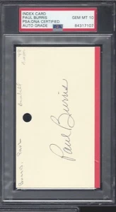 PAUL BURRIS, 1948-53 BOSTON/MILWAUKEE BRAVES, SIGNED INDEX CARD, PSA/DNA 10 - Picture 1 of 1