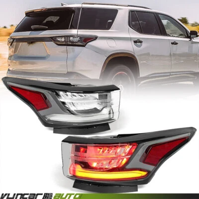 2P For 2018-2021 Chevy Traverse Black/Clear LED Tail Lights Brake Lamps Outer Foto 1 de 4