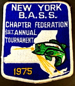 New York B.A.S.S. Chapter Federation 1975 1st Annual Tournament 4" x 5" Patch - Picture 1 of 1