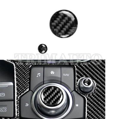 Fit For Mazda 3 6 CX-5 CX-9 Carbon Fiber Knob Volume Button Cover Trim 2017-2021 - image 1 of 4