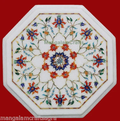 14" Marble Coffee Table Handicraft Pietra dura Inlay Art Home Decor Gifts - Image 1 of 2