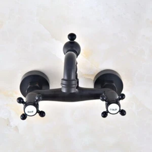 Black Oil Rubbed Brass Bathroom Swivel Faucet Wall Mounted Mixer Tap mnf451 - Picture 1 of 6