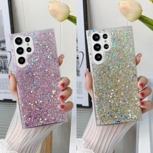 For Samsung S25 S24 S23 S22 Ultra S21 FE A52 Bling Glitter Shockproof Case Cover - Picture 1 of 17