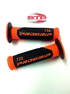 Flouro Orange-Black Progrip Superbike 732 Dual Compound Grips 125mm - Imagen 1 de 5